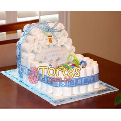 Tortas de Pañales - Torta con Pañales para Baby shower - Cod:BBL05