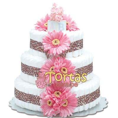 Envio de Regalos Tortas de Pañales | Torta de Pañales para niña | Tortas de Baby shower Niña - Whatsapp: 980660044