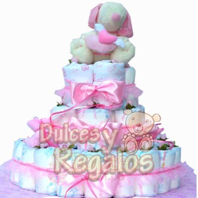 Torta de Pañales Niña | Regalos para Recien Nacidos | Torta de Pañales - Whatsapp: 980660044