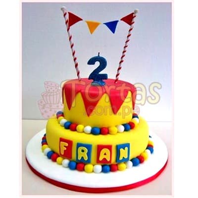 Torta Feliz dia de dos pisos | Torta para cumpleaños - Cod:CUM11