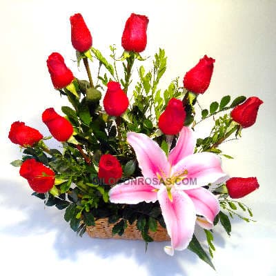 Cesta con Rosas Rojas | Arreglos Florales | Rosas Delivery | Entrega de rosas a Domicilio - Whatsapp: 980660044