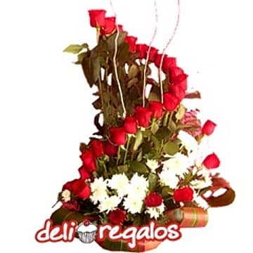 Rosas Rojas en base ceramica | Florerías a Domicilio | Rosas Arreglos | Rosas Delivery - Cod:ARL12