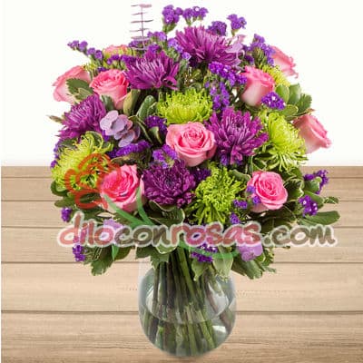 Arreglos con Rosas | Florero con Flores para Enamorada | Arreglos Florales en Lima - Cod:ENL22