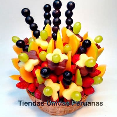 Envio de Regalos Canastas de Frutas a Lima Peru | Frutero con Fresas y Chocolate Grande - Whatsapp: 980660044