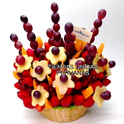 Arreglos Frutales Delivery | Frutero con Fruta y Chocolate en Cesta - Whatsapp: 980660044