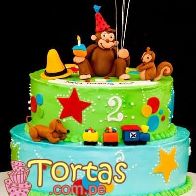 Torta de Jorge El Curioso | Torta con decoracion de Jorge El curioso - Whatsapp: 980660044