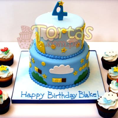 Torta Mario Bros y cupcakes | Tortas Mario Bros - Cod:MBK06