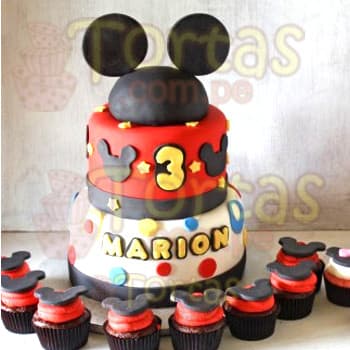 Torta Mickey con Cupcakes | Tortas De Mickey Mouse - Cod:MCK07