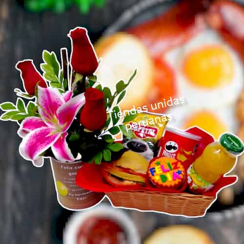 Desayuno con Arreglo floral | Dulce Sorpresa - Whatsapp: 980660044