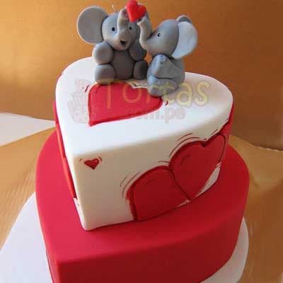 Torta elefantitos enamorados - Pateles de amor 
