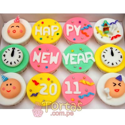 Cupcakes para Año nuevo | Pastel año nuevo | Tarta de año nuevo - Whatsapp: 980660044