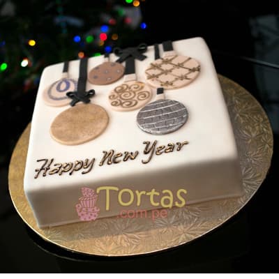 Torta con tema Año Nuevo | Pastel año nuevo | Tarta de año nuevo - Cod:NYR04