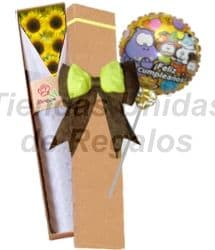 Girasoles en caja y Globo | Arreglos Florales Delivery - Whatsapp: 980660044