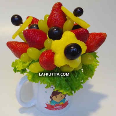 Envio de Regalos Frutero con Frutas en Taza | Dulce Jardín | Arreglos frutales - Whatsapp: 980660044
