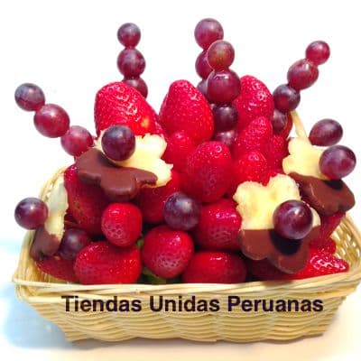Envio de Regalos Cestas de frutas y Chocolate | Arreglo Frutal en Cesta de mimbre - Whatsapp: 980660044