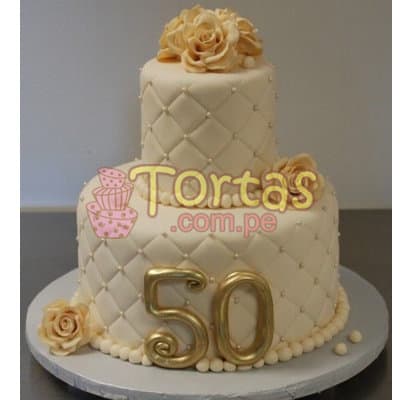 Torta Dorada | Tortas Bodas De Oro - Cod:TCS16