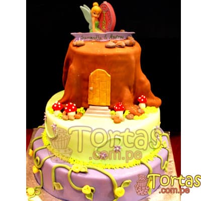 Torta tinkerbell 3 pisos | Pastel de Tinkerbell | Tortas | Pastel de Campanita - Cod:TKB06