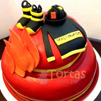 Torta bombero especial | Torta bombero | Tortas de bomberos | Pastel de bombero - Cod:TMB10