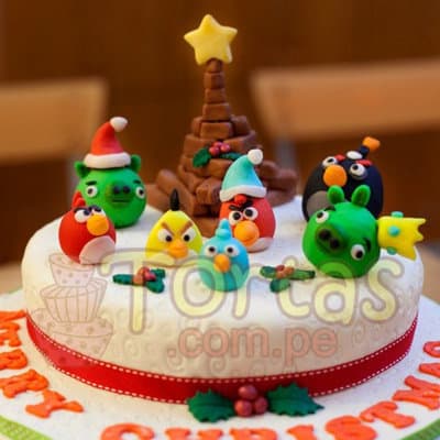 Torta de Navidad | Torta Navideña Angry Birds - Whatsapp: 980660044