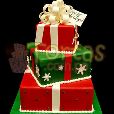 Torta Navideña de Tres Pisos | Regalos de Navidad para sorprender - Whatsapp: 980660044