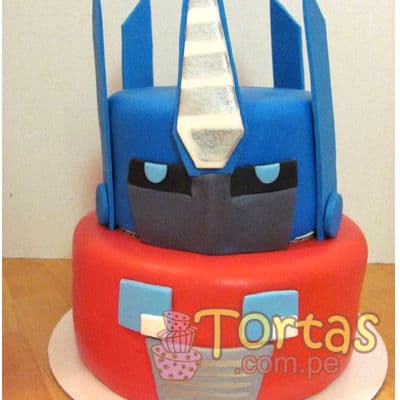 Torta con tema Optimus Prime | Pasteles Transformers | Tortas de transformers - Whatsapp: 980660044