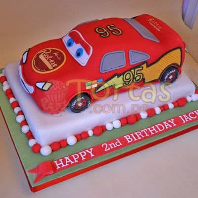 Torta Rayo McQueen | Tortas con Autos | Tortas de Carros - Cod:WAU15