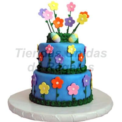 Torta para niña con Flores de azucar | Delivery de de Tortas en Lima | Tortas a Peru - Cod:WBE13