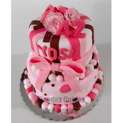 Torta para dama con flores | Torta cumpleaños mujer | Pasteles para Mujer - Cod:WDA32