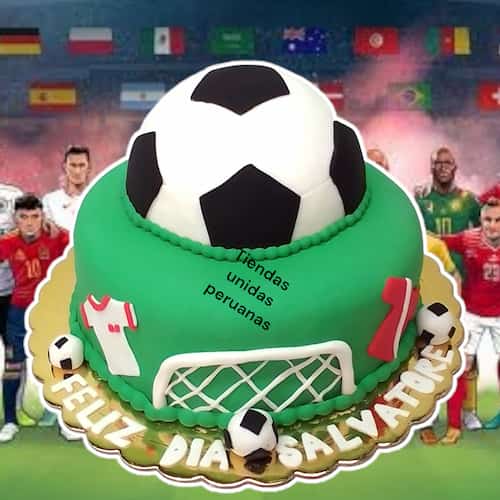 Envio de Regalos Torta de FootBall con pelota | Torta Futbol | Pastel futbol - Whatsapp: 980660044