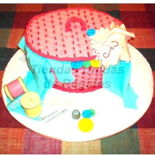 Torta  Cesta  de costura 19 | Tortas Para Bebes | Pasteles para Bebes - Cod:WNA19