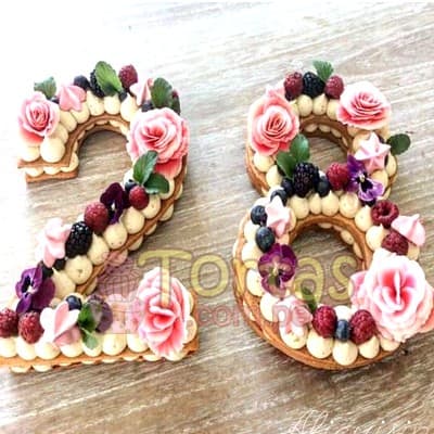 Tortas de letras con Flores | Tortas de Letras | Tortas de Numeros - Cod:WNU02