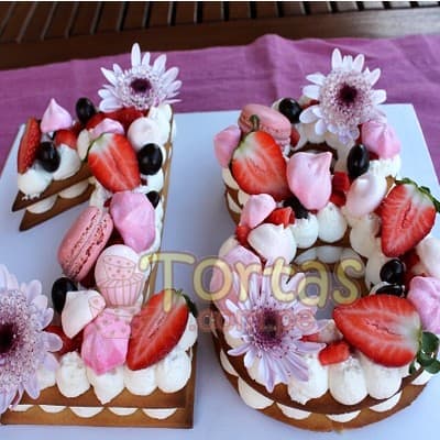 Torta Flores y Numeros 12 | Torta de Letras o Números - Cod:WNU12