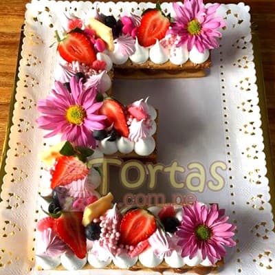 Torta con Numero | Torta Letra y Flores 18 | Tortas con Flores - Cod:WNU18
