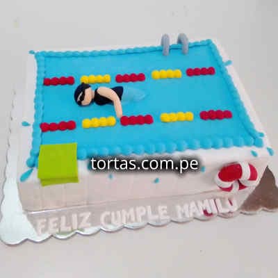 Torta Natacion | Torta de Piscina | Torta para Nadadores | Torta Nanadora - Cod:TRR32