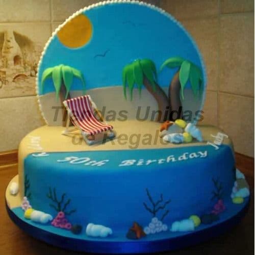 Torta Playa - Pastel de Vacaciones 